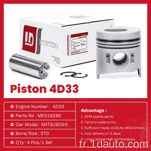 Otomatik Parçalar Mitsubishi Motor Pistonu 4D33 ME018280